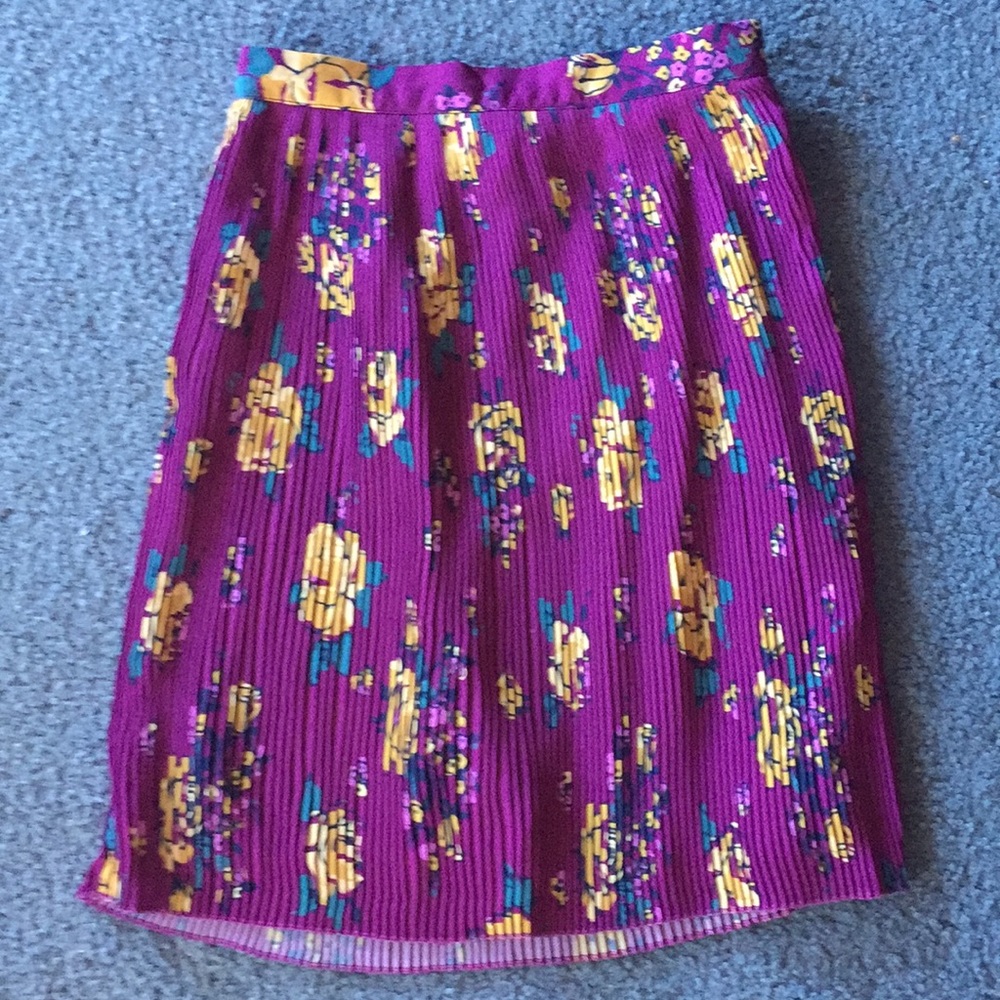 ModCloth purple floral pleated high waisted skirt